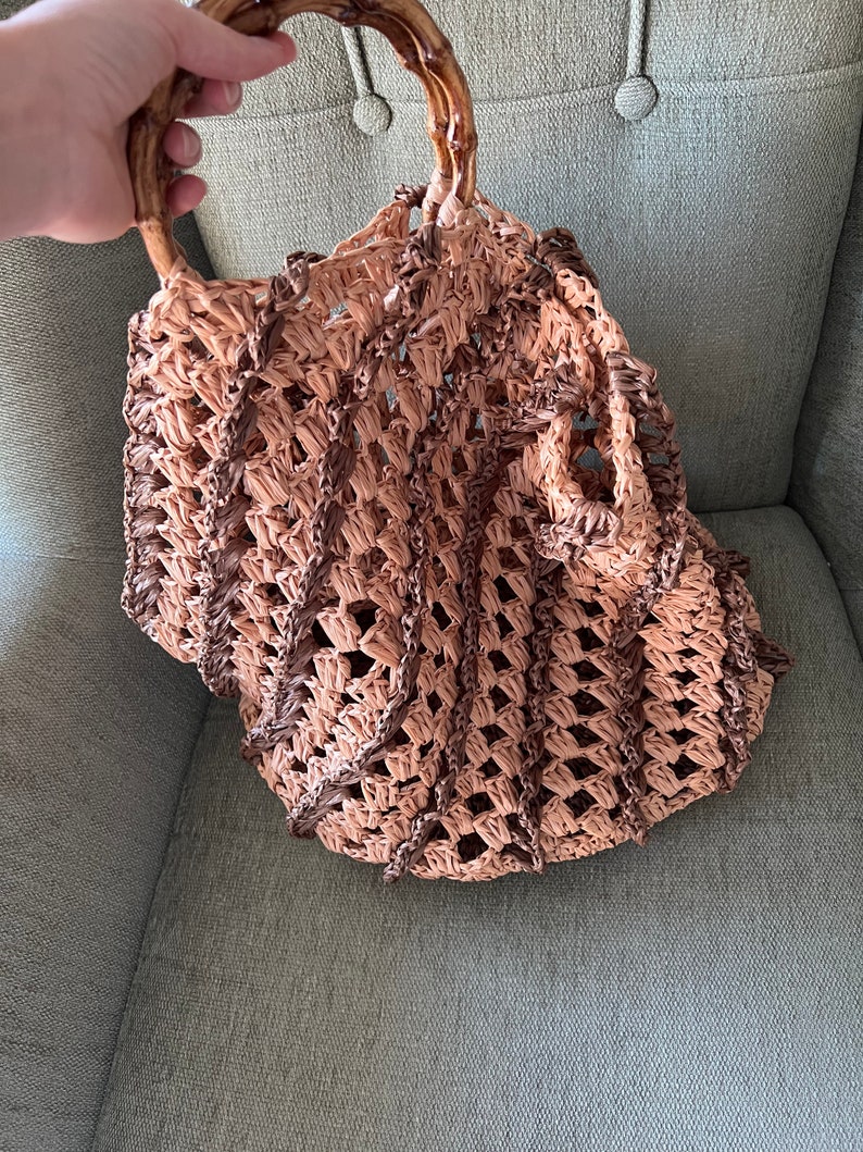 CROCHET PATTERN Tote Bag. Raffia Bag Pattern. Crocheted Raffia Etsy