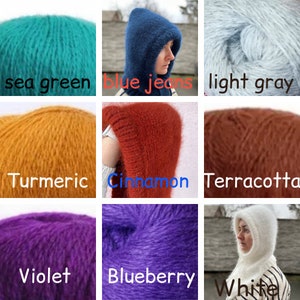 Heavenly Wool winter hats. Knitted Fashion Balaclava. Winter Hat. Fluffy knit hood. Luxury Accessories image 10