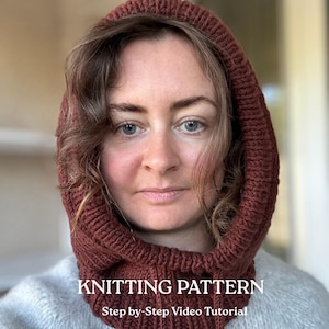 Hood pattern. Beginner friendly knitting Hood merino. Warm winter accessory hood