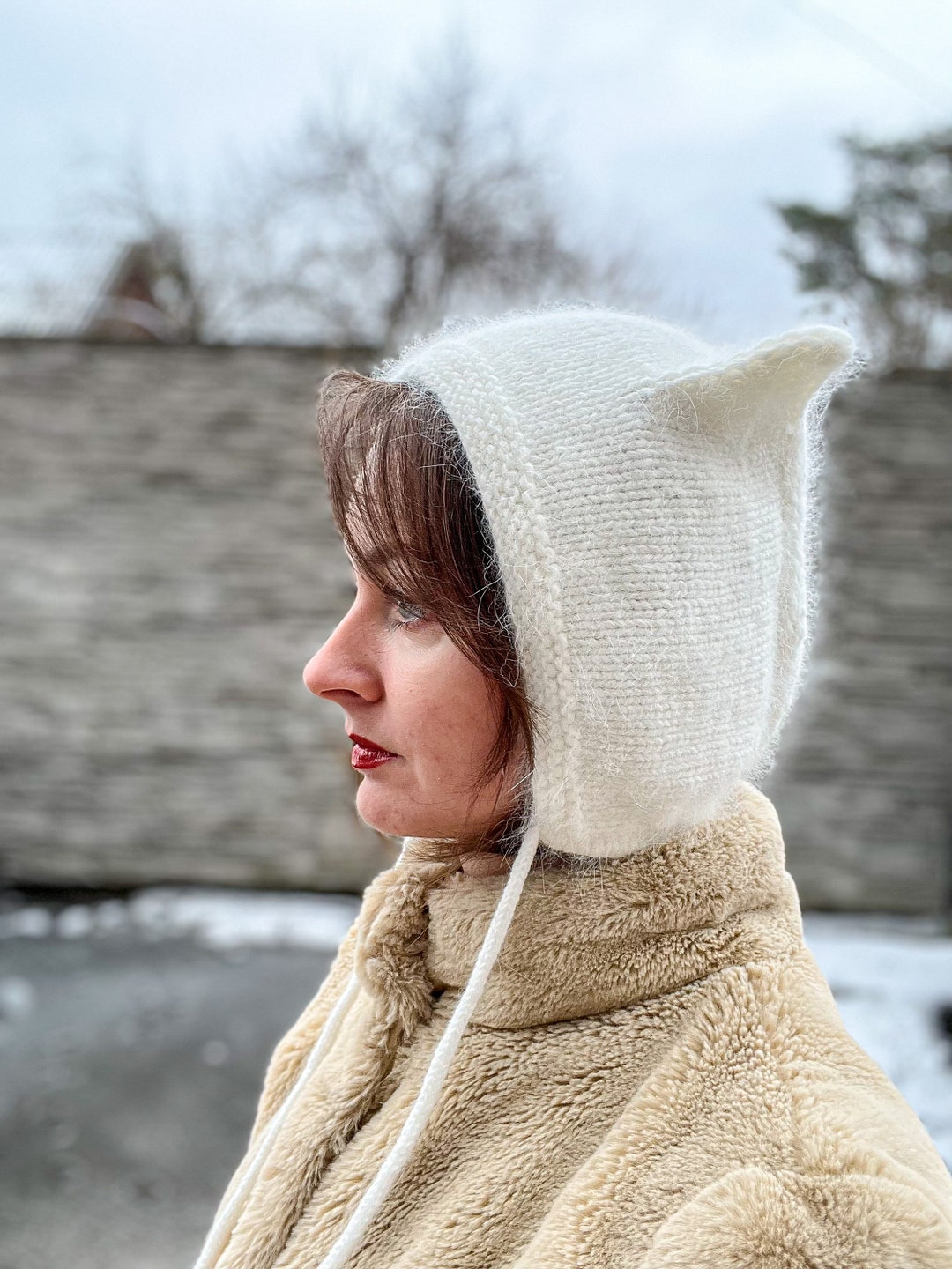 帽子 andwang Fluffy cat knit hat Fluffy cat knit hat