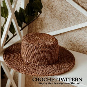 CROCHET PATTERN. Boater hat Pattern. Raffia sun hat women