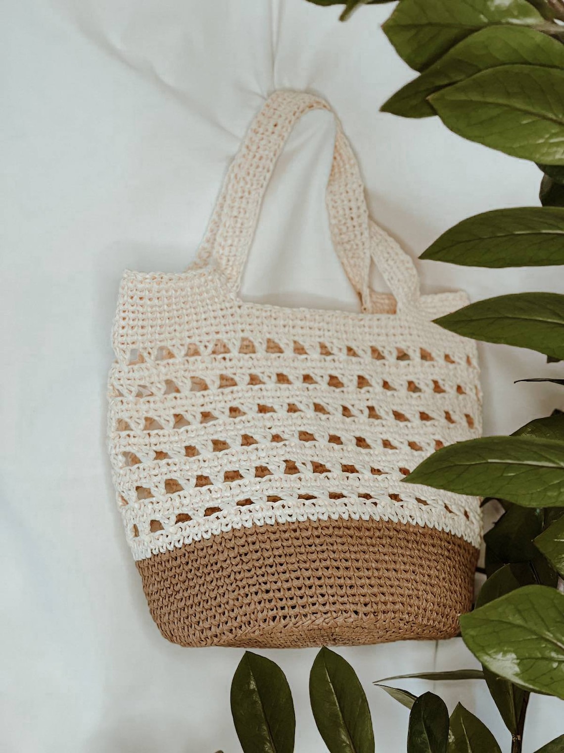 Raffia bag pattern Crocheted Raffia Bag pattern Crochet Tote Etsy