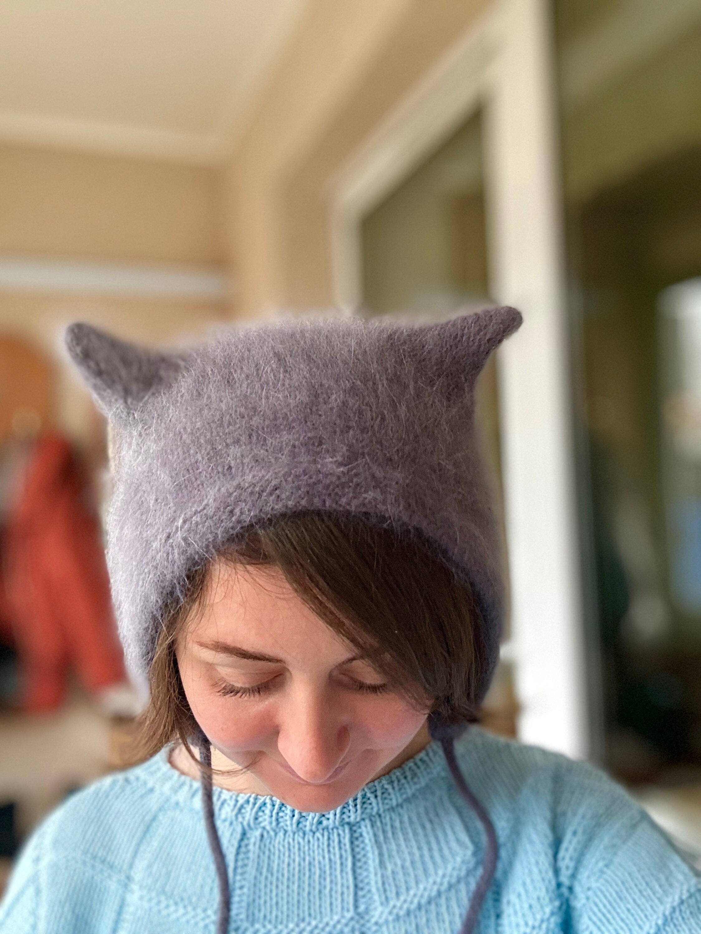 Handmade Angora Cat Ear Beanie: Knit Women's Bonnet - Etsy Denmark