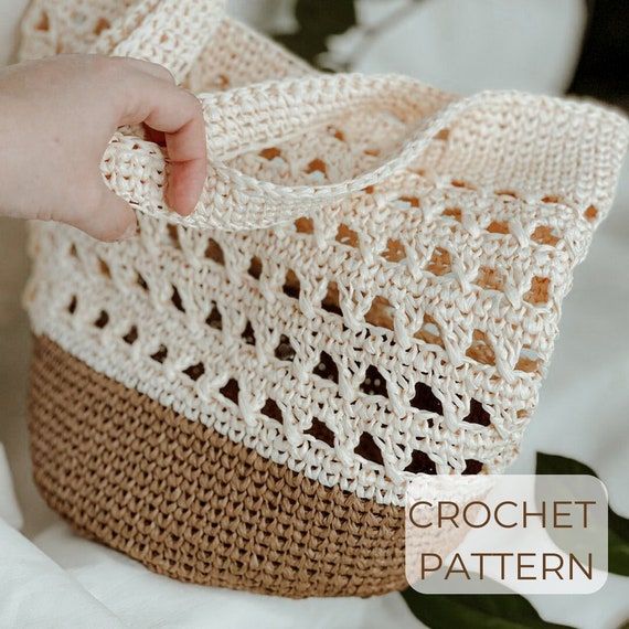 Raffia Bag Pattern Crocheted Raffia Bag Pattern Crochet Tote - Etsy