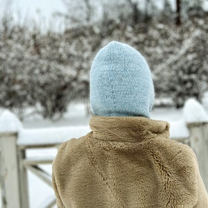 Heavenly Wool winter hats. Knitted Fashion Balaclava. Winter Hat. Fluffy knit hood. Luxury Accessories image 4