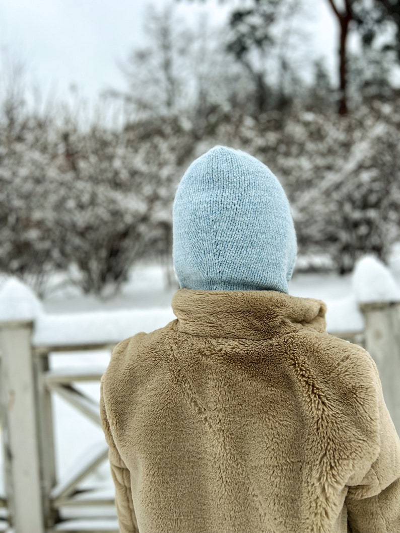 Heavenly Wool winter hats. Knitted Fashion Balaclava. Winter Hat. Fluffy knit hood. Luxury Accessories image 4