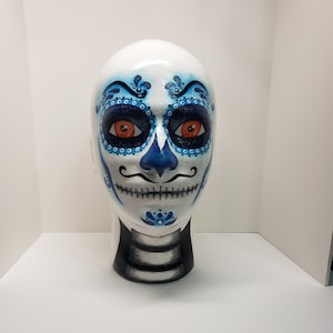 Cabeça de manequim, cabeça de isopor pintada, enfeite de guirlanda, cabeça pintada, acessório de guirlanda, Halloween, mal,
