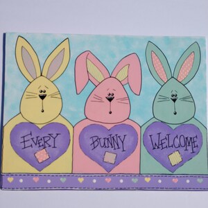 Hangende Deur Wall Art Hanger PlaqueTte Decor Handgeschilderde Handgemaakte Houten Krans Teken Vakantie Teken Paashaas Konijntjes Pastel Welkom