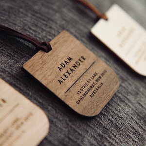 Custom Wooden Luggage Tag Travel Gift Bag Tag Acrylic Luggage Tag Honeymoon Gift Personalised Name Tag Acrylic Wood Bag Tag Name Tag