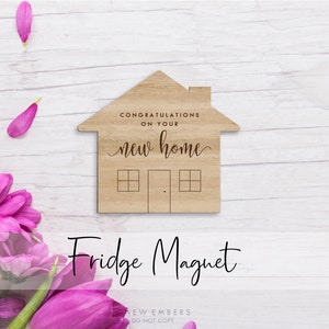 Congratulations On Your New Home Wooden Fridge Magnet House Warming Gift New House Gift Housewarming Gift Engraved Real Estate Closing Gift