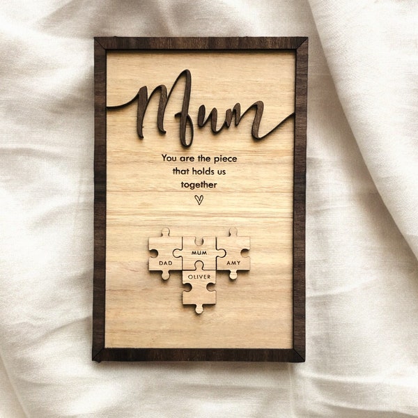Mothers Day Puzzle Sign Mum You Are The Piece That Holds Us Together Custom Mothers Day Gift Personalised Gift For Mum Or Nanna / Grandma