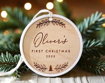 First Christmas Ornament Personalised Christmas Ornament First Christmas Gift Baby Decor Engraved Wooden Christmas Bauble Custom Ornament