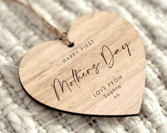 First Mothers Day Gift New Mum Personalised Gift Custom Gift For Mum 1st Mothers Day Keepsake Engraved Wood Heart New Mummy Gift 10