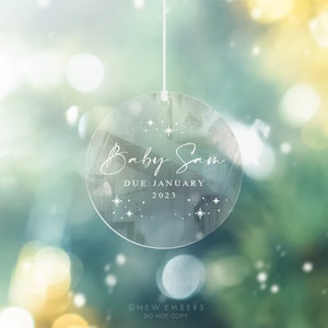 Baby Announcement Christmas Ornament Pregnancy Announcement Clear Acrylic Christmas Gift Baby Due Date Custom Engraved Xmas Christmas Bauble