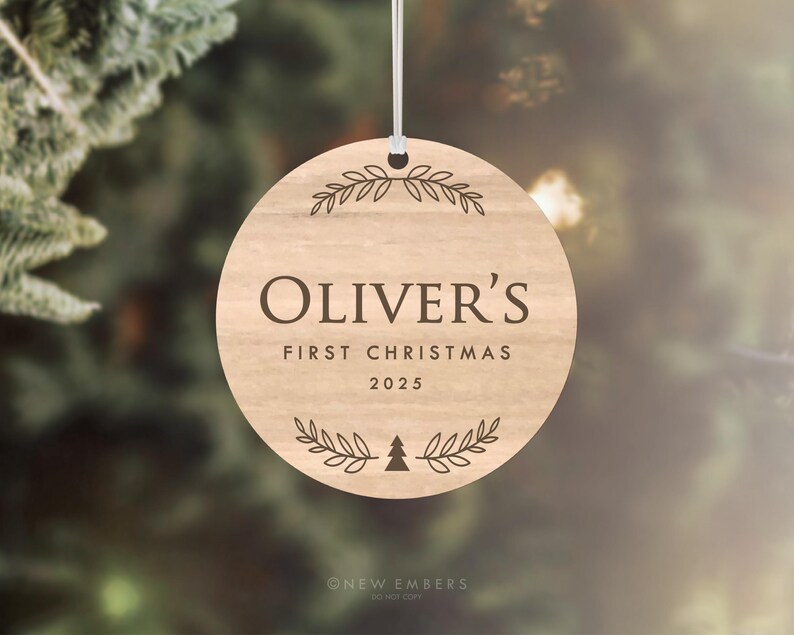 Clear Acrylic Christmas Ornament Personalised First Christmas Gift Baby Decor Engraved Xmas Glass Look Christmas Bauble Custom Ornament 36 image 3
