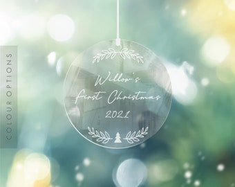 Clear Acrylic Christmas Ornament Personalised First Christmas Gift Baby Decor Engraved Xmas Glass Look Christmas Bauble Custom Ornament