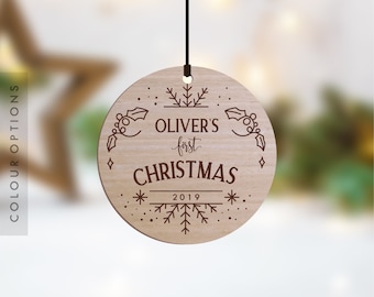 First Christmas Ornament Personalised Christmas Ornaments Baby Christmas Gifts Babies First Christmas Ornament Wooden Tree Decor Bauble