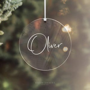 Personalised Christmas Bauble Clear Acrylic Glass Bauble Look Xmas Tree Decoration Custom Name Ornaments Kids Name Custom Family Gift Idea