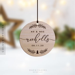 Mr And Mrs Christmas Ornament Personalised Christmas Gifts Custom Names Anniversary Gift Newlywed Gift Just Married Christmas Bauble Decor