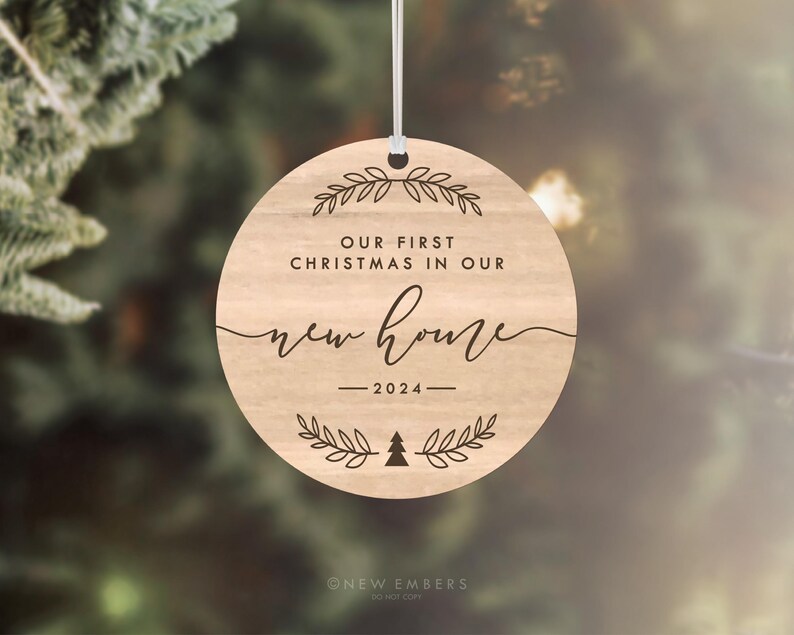 Our First Christmas Ornament Personalised Christmas Ornaments Housewarming Gifts First Home Christmas Decor Wooden Christmas Bauble Date