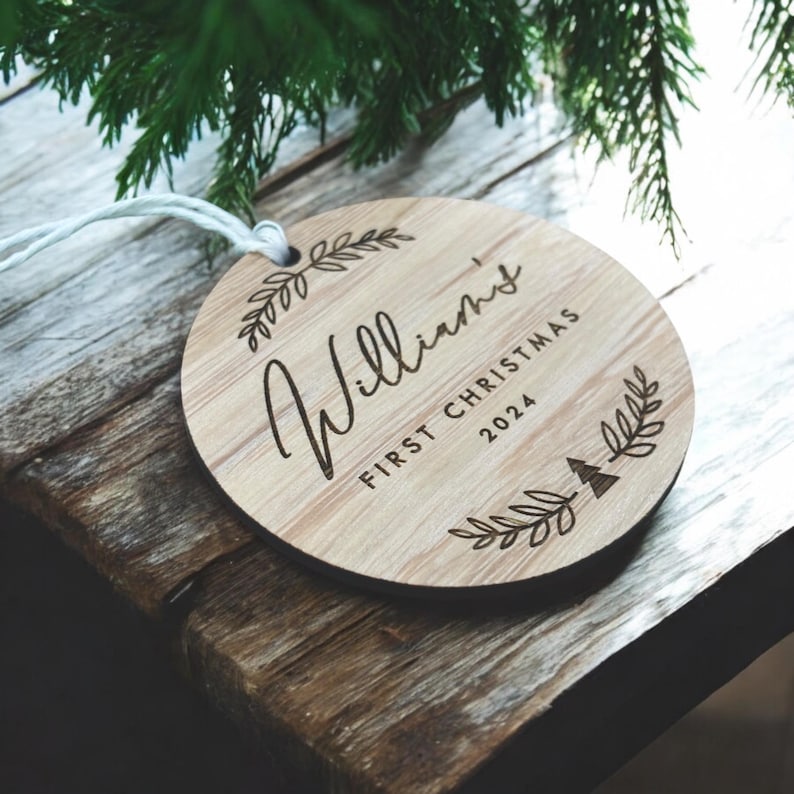 custom baby first Christmas ornament engraved