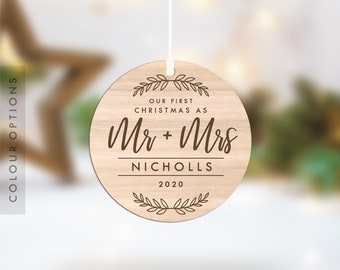 Mrs and Mrs First Christmas Ornament Personalised Christmas Ornaments Gay Christmas Gifts Lesbian Couple Newlywed Married Christmas Bauble