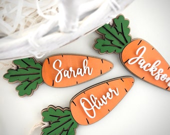 Easter Basket Carrot Name Tag Custom Easter Tag For Kids Personalised Easter basket Tag Rustic Hand Painted