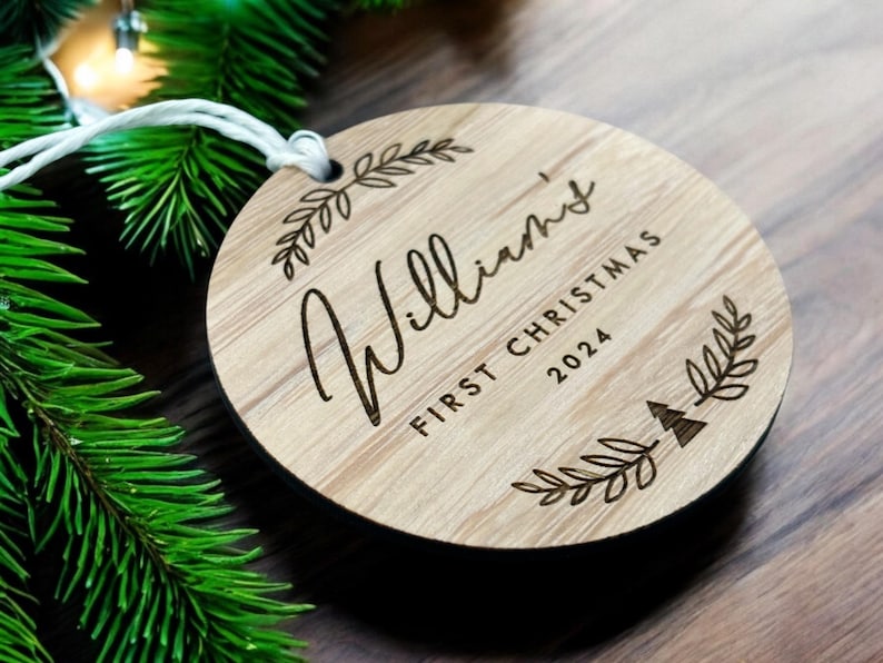 custom first Christmas engraved ornament