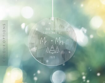 Our First Christmas As Mr and Mrs Keepsake Custom Christmas Ornament Personalised Christmas Bauble Engraved Wedding Gift First Year Bauble