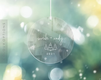 Custom Christmas Bauble Clear Engraved Christmas Ornament Personalised Name Date Custom Gift For Newlywed Gift For Couple Anniversary Gift