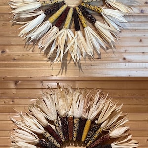 Indian Corn Wreath, Indian Corn, Natural Indian Corn Wreath, Natural Corn Husk Wreath, Handmade Corn Wreath, Natural Indian Corn, Fall Corn image 3