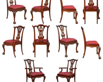 NVIN0602 Set of 10 Vintage Maitland Smith Dining Chairs