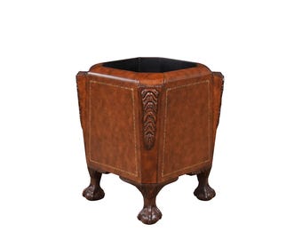 Vintage Faux Leather Waste Can