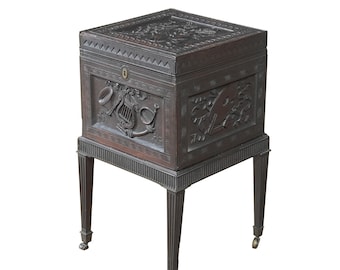 NVIN0259 Antique Harp Carved Cellarette