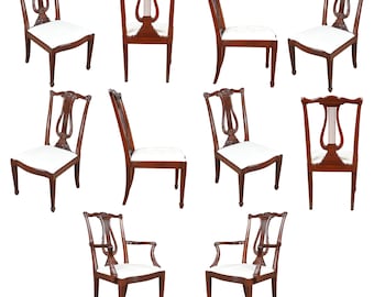NVIN0605 Set of 10 Henkel Harris Vintage Harp Back Dining Chairs