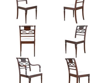 NVIN0571 Antique Set of 6 Federal Style Chairs