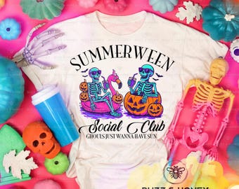 Summerween Skeleton Beach Clipart: Ghouls Just Wanna Have Sun (PNG, SVG, JPEG Digital Download)
