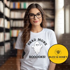 Halloween Teacher Tees, Teachers Designs, Teacher Sublimation, Teacher Halloween, Read More Books, Halloween Reading Tee