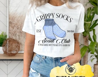 Grippy Socks Social Club SVG: Funny Mental Health Design (Digital Download)