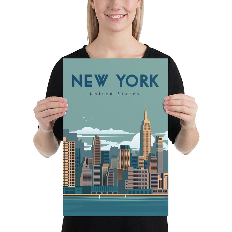 New York City Travel Poster Printable Wall Art, Travel Poster Wall Art