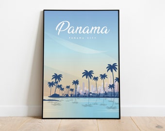 Panama City vintage reisposter digitaal bestand A3-formaat