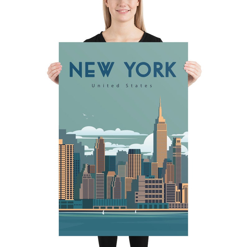 New York City Travel Poster Printable Wall Art, Travel Poster Wall Art