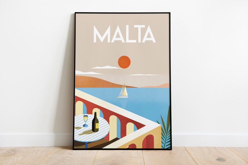 Malta Vintage Travel Poster Digital Print Wall Art A4 Size We Etsy