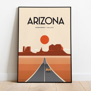 Arizona travel poster monument valley poster art print | Travel Poster Sizes: (inches) 8x10 12x16 16x20 18x24 24x36