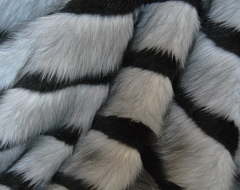 Lemur Striped Faux Fur Throw