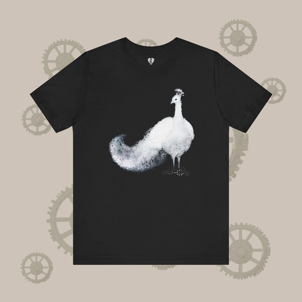 White Peacock T-Shirt, Peacock Graphic Shirt, Unisex Fit Tee, Alternative Clothing, Bird Lover Shirt