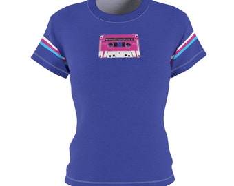 My Favorite Mixtape Blue T-shirt, 90s Inspired Shirt, Women's Cut & Sew Tee, Alternative Clothing