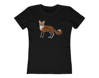 Fox T-Shirt, Red Fox Shirt, Women's Boyfriend Tee, Cute Animal Shirt, Fox Art