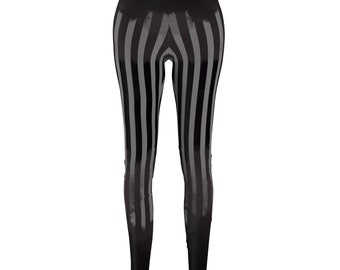 Faded Black and Gray Striped Leggings, Goth Leggings, Yoga Pants, Workout Leggings, Soft Leggings, Alternative Clothing