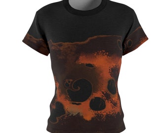 Rusted Metal Inspired T-Shirt, Rust Orange and Brown Shirt, Women's Cut and Sew Tee, Alternative Shirt